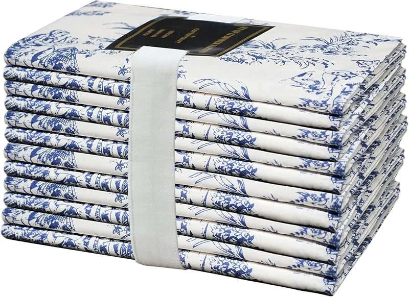 Marke: COTTON CRAFT Cotton Craft Stoffservietten, 12 Stück, 100% Baumwolle, wiederverwendbar, französisches Toile-Dinner, Alltag, Frühling, Sommer, Herbst, Weihnachten, Urlaub, Party, Geschenk, weich, saugfähig, 45, 7 x — Küche & Haushalt
