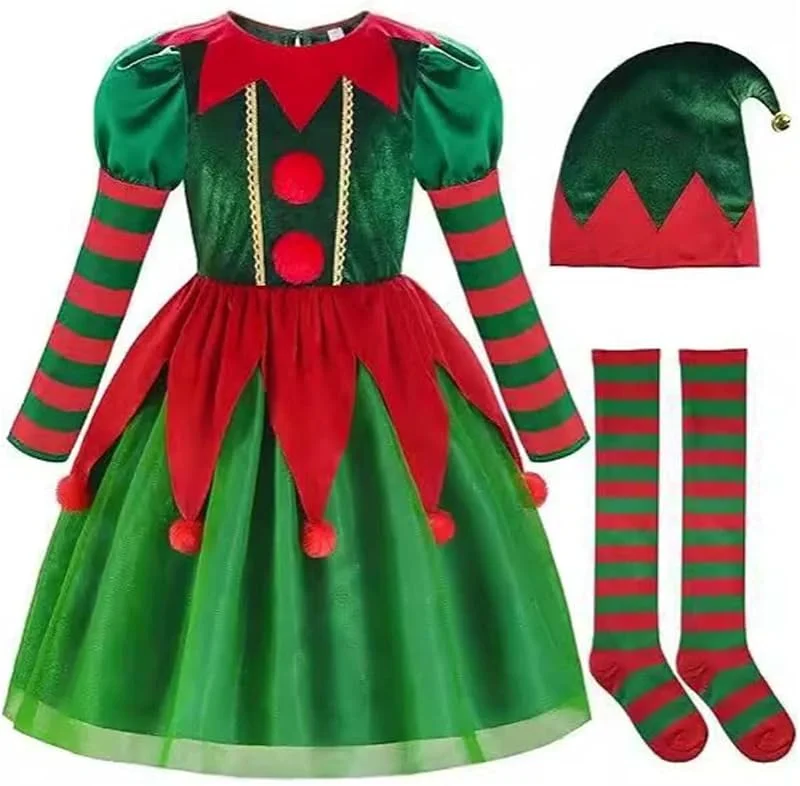 Marke: Generisch Weihnachtskleid Mädchen, Weihnachtsoutfit Elfen Weihnachtsmann Kostüm Kinder, Weihnachtself Weihnachtsfrau Kleid Weihnachten Mädchen Festlich Langarm Weihnachtskleider für Cosplay Party, Santa — Weihnachtsmode