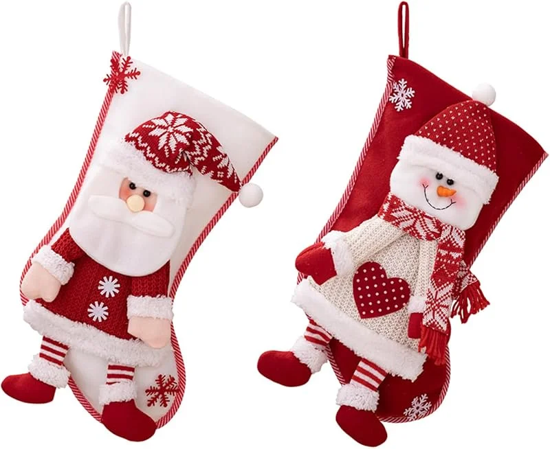 Marke: KOAVAE Weihnachtsstrümpfe Set von 2 Große Weihnachtsstrümpfe Dekoration Weihnachtsmann und Schneemann Strümpfe Ornamente Kamin Dekorationen Geschenktasche Süßigkeiten Beutel für Erwachsene Kinder — Weihnachtsdeko