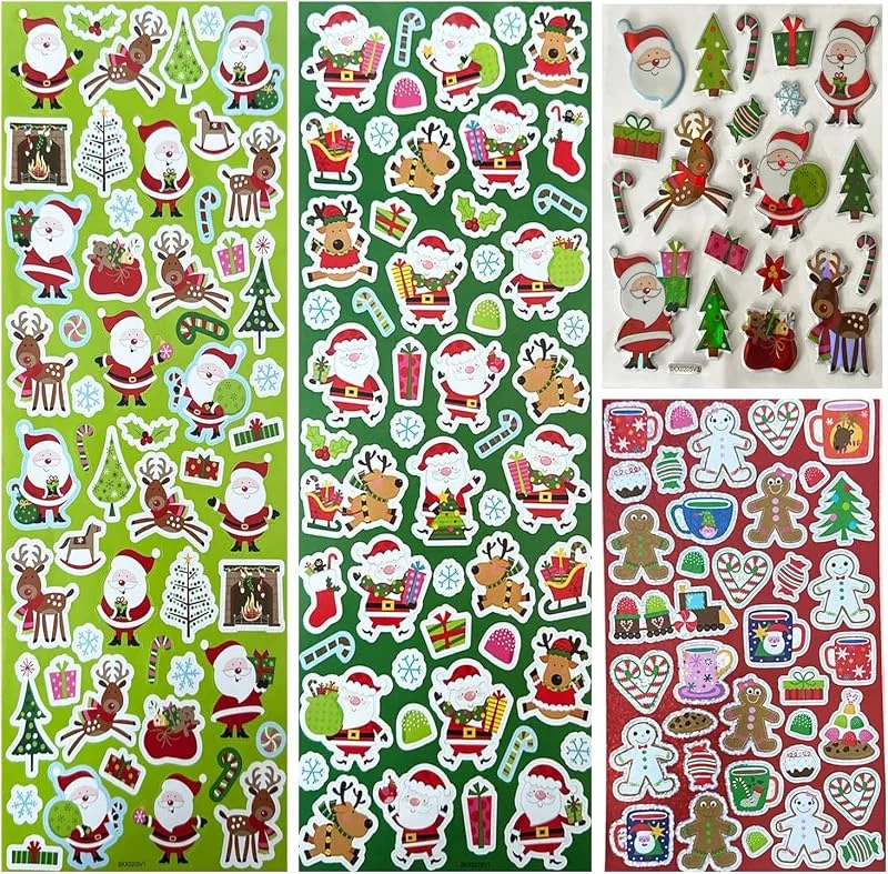 Marke: AKH AKH® Weihnachtsaufkleber, 120 Aufkleber, selbstklebend, Weihnachtsaufkleber Pack, für Weihnachtskartenherstellung, Basteln, Sammelalben, Geschenk, Partytütenfüller — Geschenkverpackung