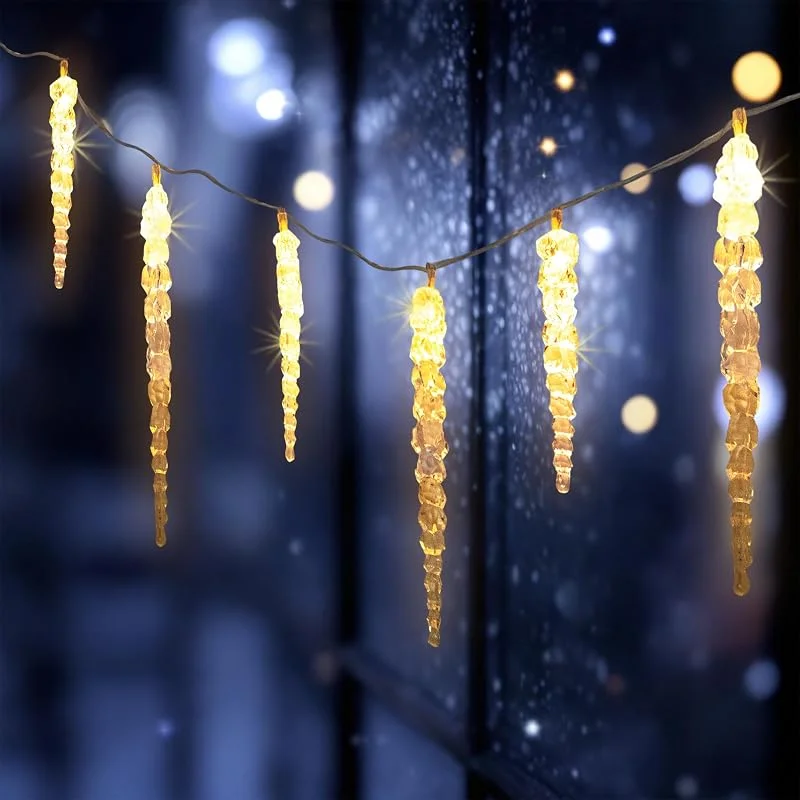Besuche den Spetebo-Store Spetebo LED Eiszapfen Lichterkette warm weiß - 285cm, 20 LEDs — Weihnachtsbeleuchtung