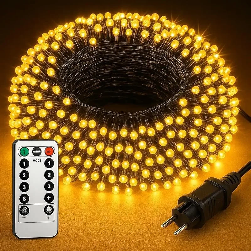 Besuche den Menz-Store LED Lichterkette 22m 220 LED Warmweiß mit Fernbedienung, 8 Modi Dimmbar Timer, Lichterkette für Weihnachten Deko — Weihnachtsbeleuchtung