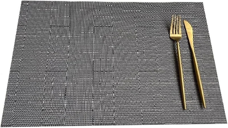 Besuche den Epinki-Store Epinki Tischsets Platzsets Abwaschbar Vintage Quadratisch, 2er Set 30x45CM Tisch Platzset Boho Gewebt Einfarbig Hitzebeständige aus PVC, Tischuntersetzer Abwaschbar Weihnachten Grau für Küche — Küche & Haushalt
