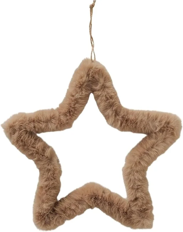 Besuche den Seaside No.64-Store Dekoration Weihnachten Weihnachtsstern Kunstfell Fellstern (mittel beige) — Weihnachtsdeko