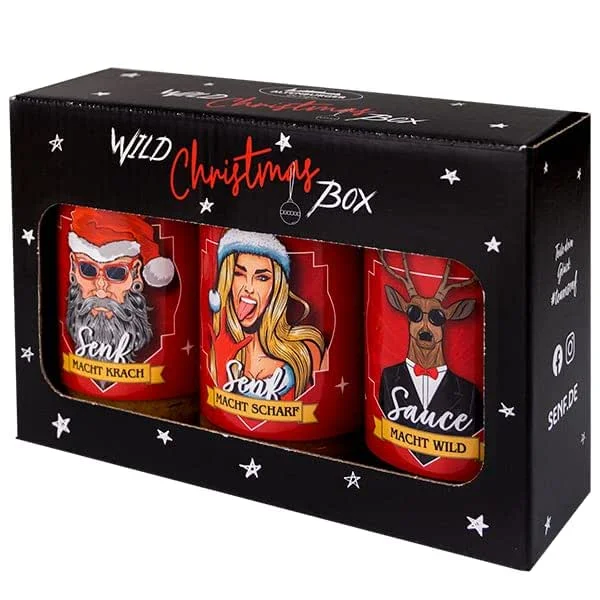 Besuche den Altenburger Original-Store Altenburger Original Wild Christmas Box gefüllt mit Senf und Sauce, Geschenkbox mit 3 Spezialitäten aus der Senfmanufaktur zu Altenburg — Geschenkverpackung