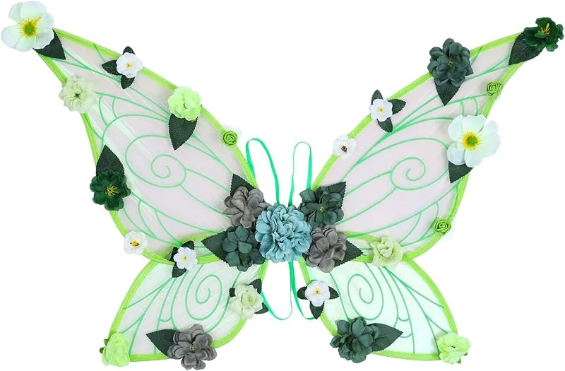 Besuche den PartyforU-Store Waldfee Feenflügel für Erwachsene, Schmetterling Kostüm Damen Flügel mit Blumen für Fasching Karneval Halloween — Weihnachtsmode