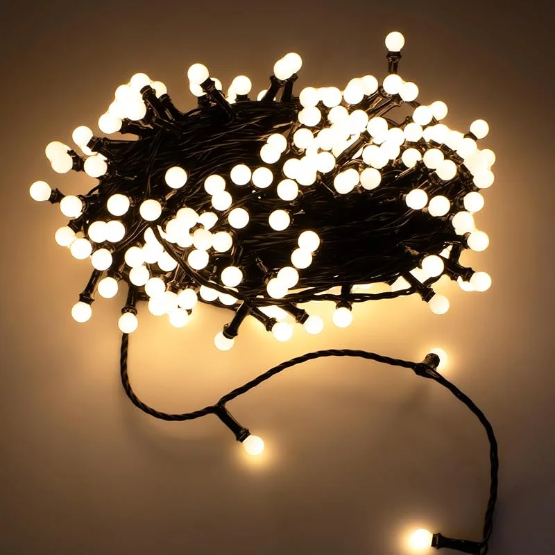 Besuche den Spetebo-Store Spetebo LED Lichterkette für Außen mit 200 mini Kugeln - 20 m - Deko Beleuchtung warm weiß mit Dimmer und Timer - Kugellichterkette Weihnachten Party Licht mit Stecker wasserdicht — Weihnachtsbeleuchtung