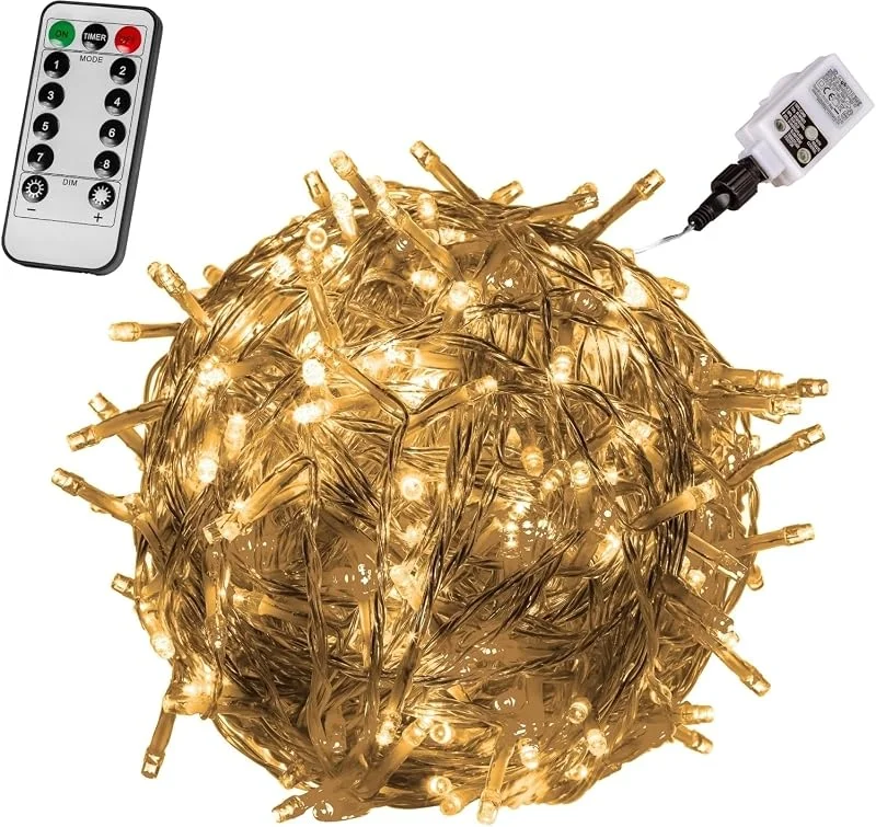 Besuche den VOLTRONIC-Store VOLTRONIC LED Lichterkette, IP44, Modell- und Farbwahl, 200 LEDs, Transparentes Kabel, warmweiß, Fernbedienung — Weihnachtsbeleuchtung