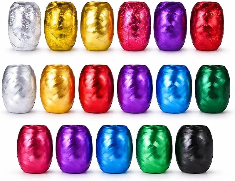 Besuche den happymas-Store 18er Ringelband Set mit bunten Farben je 20 Meter - Geschenkband Kräuselband - Geschenk Bänder - zum Dekorieren & Verpacken von Geschenken - Weihnachten & Advent — Geschenkverpackung