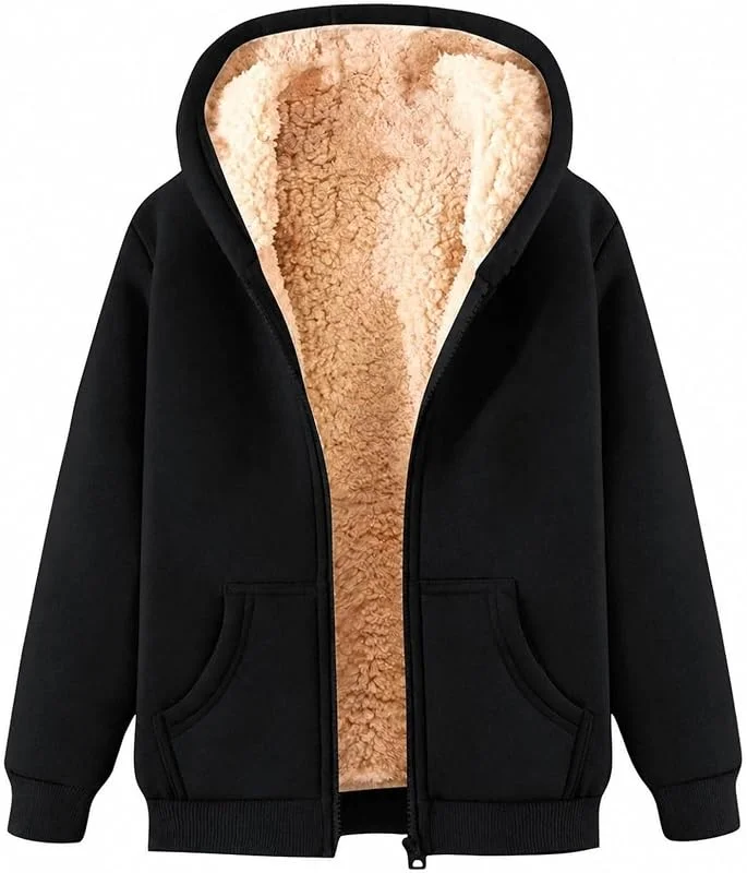 Marke: Generisch Generisch Fleecejacke Damen mit Kapuze, Sweatjacke Langarm Kuscheljacke Flauschig Outdoor Wanderjacke Fleece Übergangsjacke Warme Herbs Winterjacke Reißverschluss — Weihnachtsmode