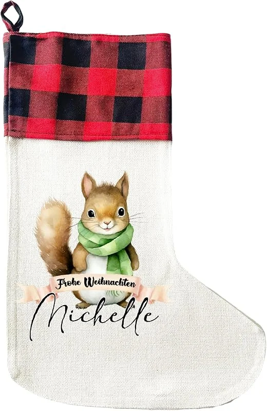 Besuche den LIEBTASTISCH-Store LIEBTASTISCH Personalisierter Weihnachtsstrumpf mit Motiv und Wunschnamen, Nikolausstrumpf für Weihnachten - Geschenkbeutel, Geschenkidee 40 x 30cm — Weihnachtsdeko