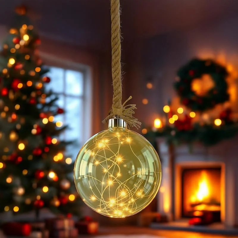 Besuche den Spetebo-Store Spetebo LED Glaskugel silber zum Hängen mit Timer - Ø 14 cm - Dekohänger warm weiß beleuchtet Batterie betrieben - Glas Kugel Dekoleuchte Weihnachten Advent Winter Fensterdeko — Weihnachtsbeleuchtung