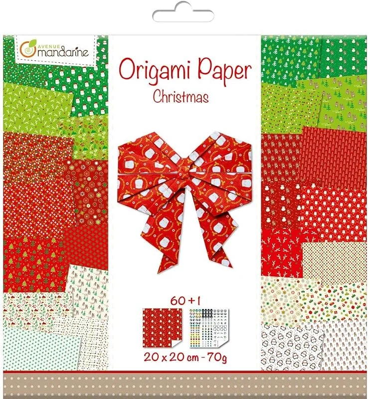 Besuche den My Mandarine-Store My Mandarine OR506C Pack Origami Paper 20x20cm 60 Blatt 70g Xmas sortiert — Geschenkverpackung