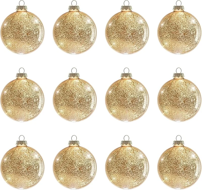 Besuche den DN DECONATION-Store DN DECONATION Weihnachtskugeln Set, 12-teilig - Gold Mercury Glaskugeln 8cm — Weihnachtsdeko