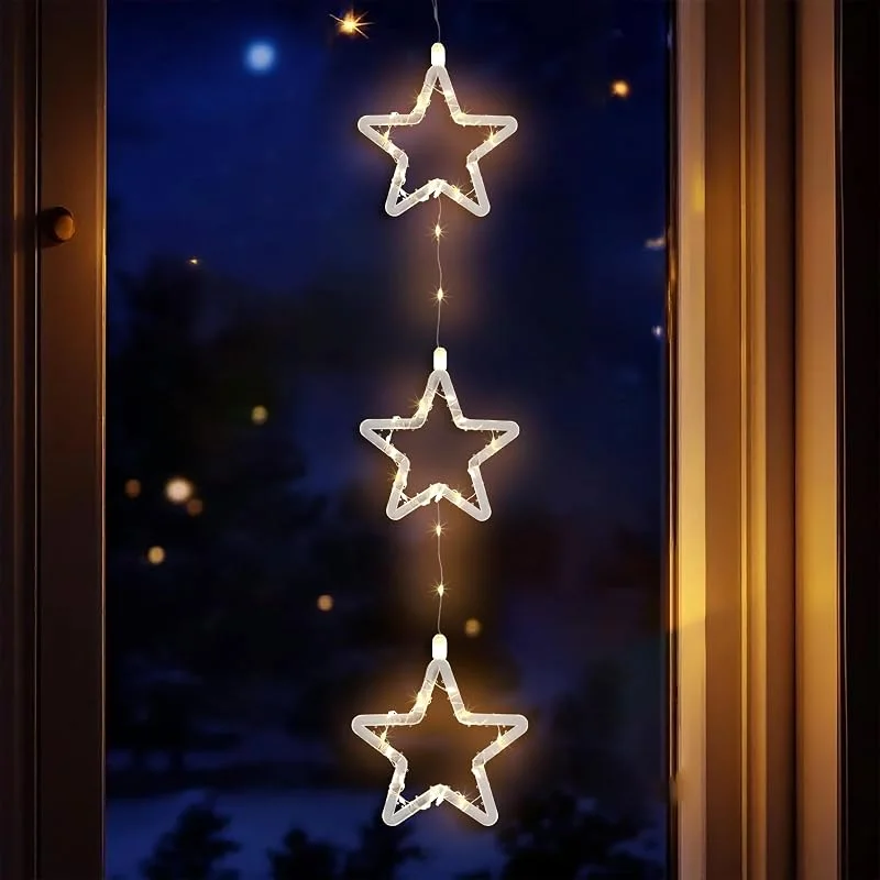 Besuche den Spetebo-Store LED Weihnachtsdeko für Außen 3 Sterne mit Timer - 58 cm - Leuchstern Fensterdeko warm weiß Batterie betrieben - Outdoor Weihnachtsstern Lichterkette Advent Winter Garten Deko Beleuchtung