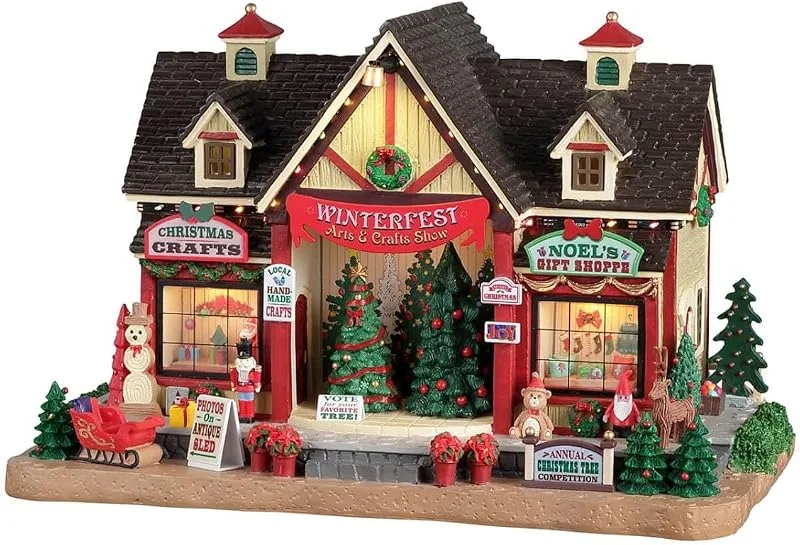 Marke: Lemax Lemax 25865-UK Caddington Village Lighted Building: Winterfest Arts & Crafts Show — Weihnachtsdeko