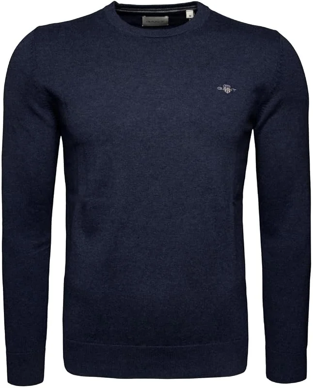 Gant Herren Classic Cotton C-Neck Pullover, Evening Blue, Standard — Weihnachtsmode