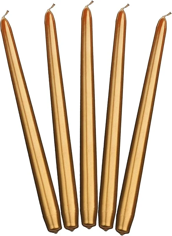 Besuche den PartyDeco-Store PartyDeco Goldene Leuchterkerzen spitz zulaufende Kerze Set Tischdekoration lange Kerze für Hochzeiten Geburtstag Feiern Weihnachten Kerze Halter dekorative Kerze, 29 cm — Kerzenlicht Abendessen