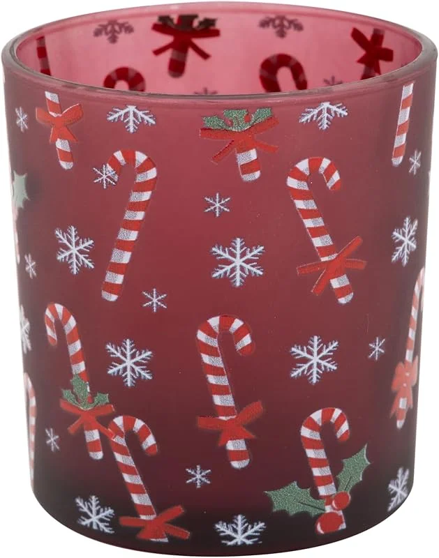 Marke: Cosy & Trendy Cosy Home Kerzenständer aus Glas, Bordeaux, 6 Stück, in Form eines Zuckerstangens, 7 x 7 x 8 cm — Advent und Tisch