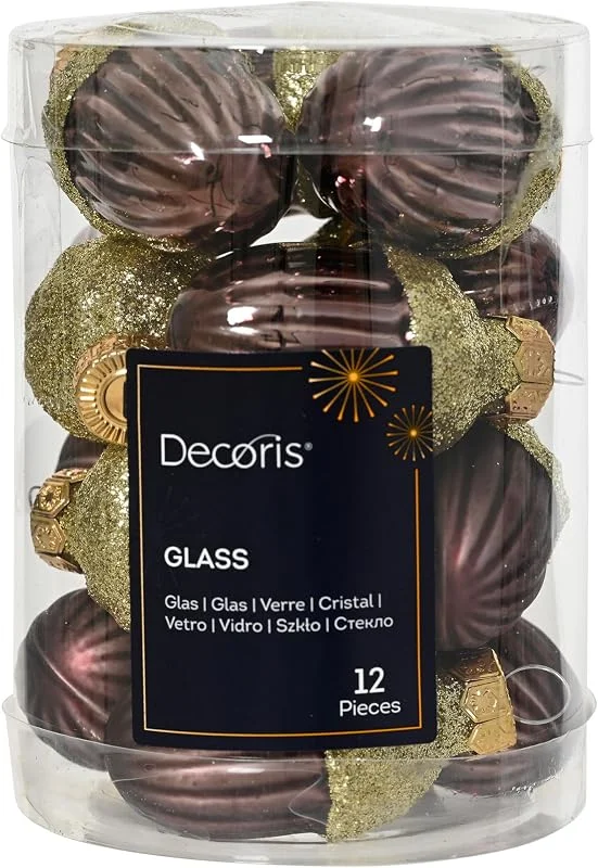 Marke: Kaemingk Christbaumschmuck Eicheln Glas 4cm x 12 Stück - matt & glänzend - Weihnachtsbaumschmuck - Christbaumkugeln Weihnachtsbaumkugeln Weihnachten - Schwarze Trüffel — Weihnachtsdeko