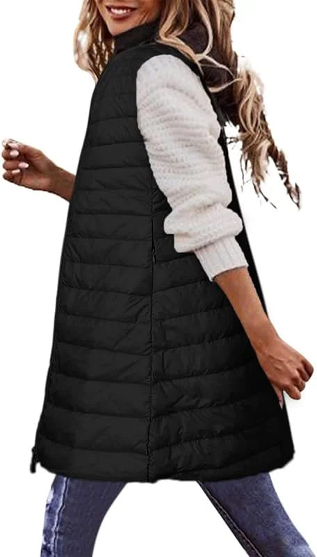 Marke: Generisch Generisch Steppweste Damen Lang Leicht Weste Damen Elegant Daunenweste Ohne Kapuze Gesteppt Winterjacke Warm Frauen Longweste Ärmellos Übergangsweste Casual Damenweste Mit Reissverschluss Jacke — Heizkleidung