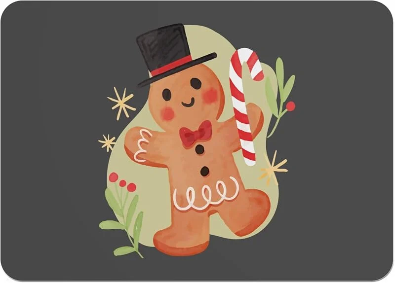 Marke: Fabulous Platzset mit Unterseite aus Kork, Schwarz, Lebkuchenmann, Weihnachtsmotiv, groß, 39, 5 x 28, 5 cm — Küche & Haushalt