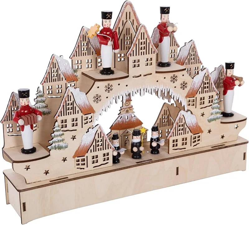 Besuche den Wohnando-Store LED-Schwibbogen Weihnachtsdorf - Handgefertigt aus Holz — Weihnachtsdeko