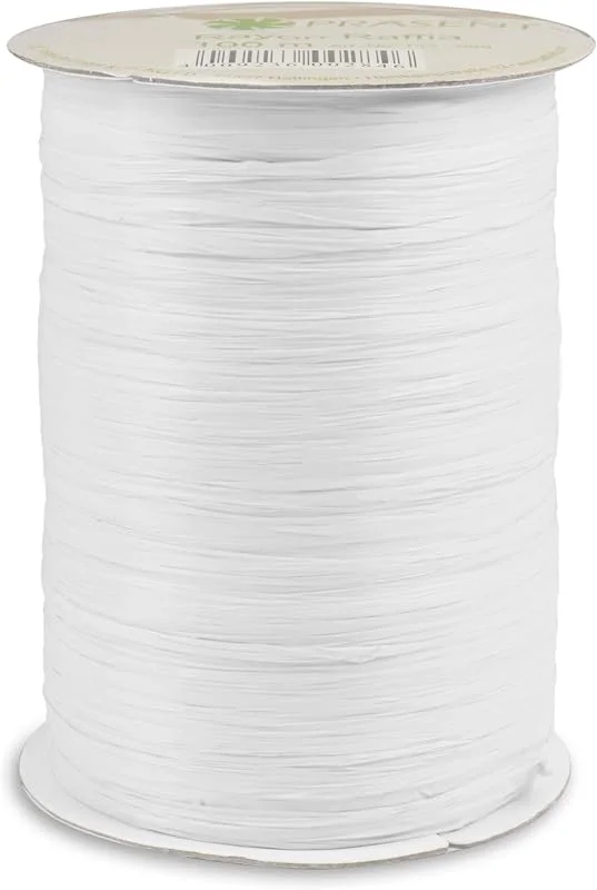 Besuche den PRÄSENT-Store PRÄSENT Rayon Raffia Bastband weiß, 100 m Dekoband zum Einpacken von Geschenken, Verzieren & Basteln festlicher Dekos, Schleifenband für besondere Anlässe — Geschenkverpackung