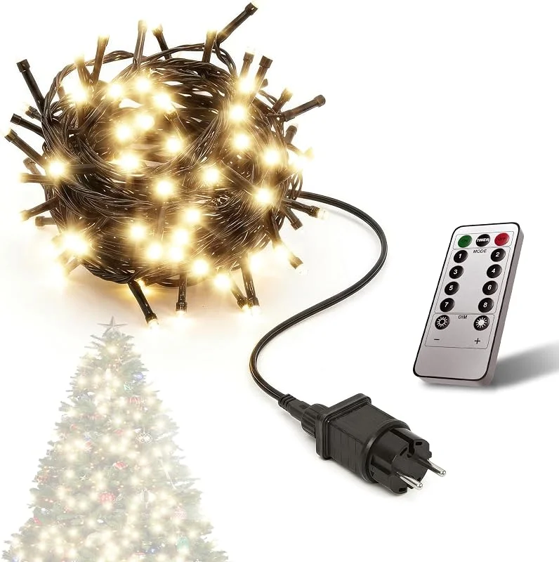 Besuche den 4smile-Store 4smile Lichterkette Außen - 22 m 220 LEDs, IP44 wasserdicht, für Garten, Party, im Freien, Weihnachtsbaum, warmweiß mit 8 Modi & Memory-Funktion — Weihnachtsbeleuchtung