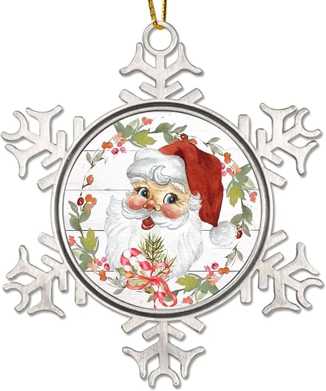 Marke: CowkissSign Weihnachtsmann Weihnachtsbaum Ornament Vater Weihnachtskranz Lustige Weihnachten Hängende Dekor Weihnachtsmann Weihnachten Metall Schneeflocke Ornament Winter — Weihnachtsdeko