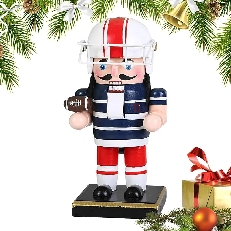 Marke: Generisch Nussknacker-Figuren – 15, 2 cm, Tisch-Spieler, Sport-Themen-Spieler für Weihnachtsdekoration, Holz-Sammelstück, Urlaubsdekoration mit Baseball-Fußball-Design, perfekt für Kaminsims, Schreibtisch