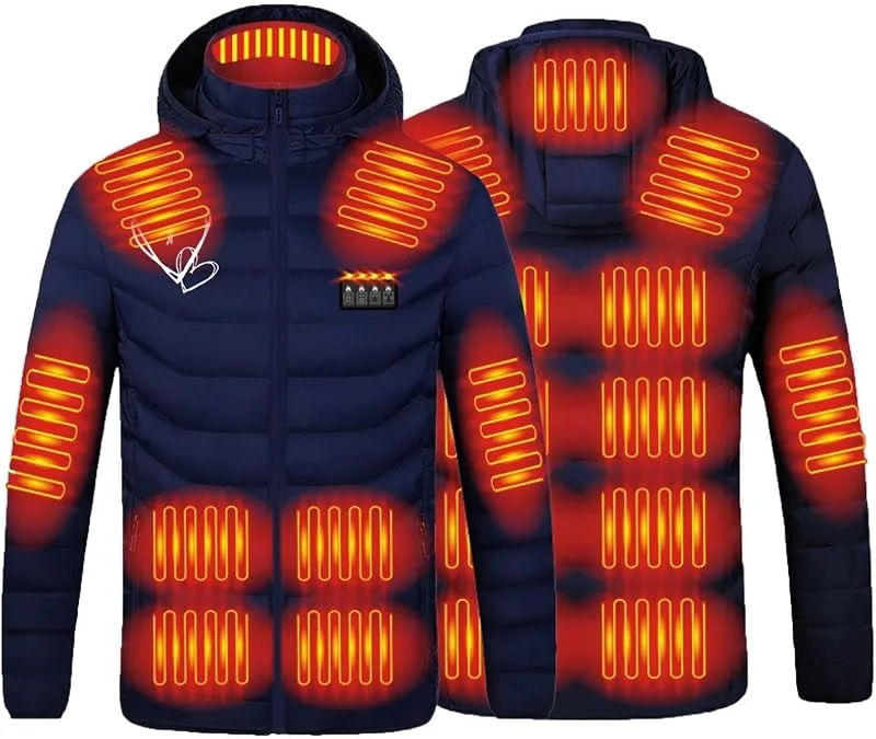 Marke: KQIVAM KQIVAM Beheizbare Jacke Herren Damen Heizjacke Jacke mit Heizung USB Elektrische Beheizte Jacke mit 21 Heizzonen Winterjacke Beheizbare Weste Pufferjacke Heizmantel Kapuze Funktionsjacke Outdoorjacke — Heizkleidung