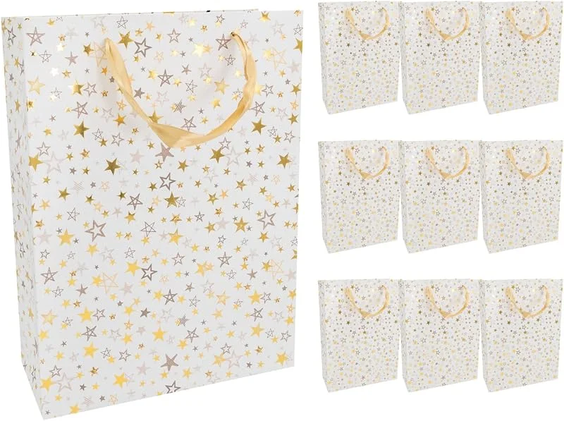 Besuche den Idena-Store Idena Geschenktüten Sterne, 10 Stück, 18 x 23 x 8 cm — Geschenkverpackung