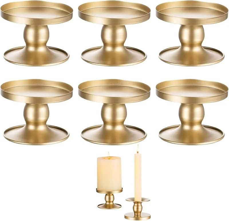 Marke: HSTWODE 2, 3, 4, 6 Stück Kerzenständer Gold Stabkerzen Metall, für Romantisches Candle Light Dinner, Jubiläum, Hochzeits (6) — Kerzenlicht Abendessen
