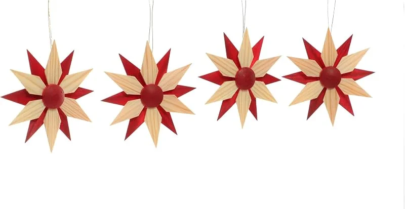 Besuche den Rudolphs Schatzkiste-Store Rudolphs Schatzkiste Baumbehang Holzsterne Rot 4er Set BxHxT=8x8x2cm NEU Weihnachten Baumschmuck Holzschmuck Holz Seiffen Erzgebirge Strauchbehang Dekoration — Weihnachtsdeko