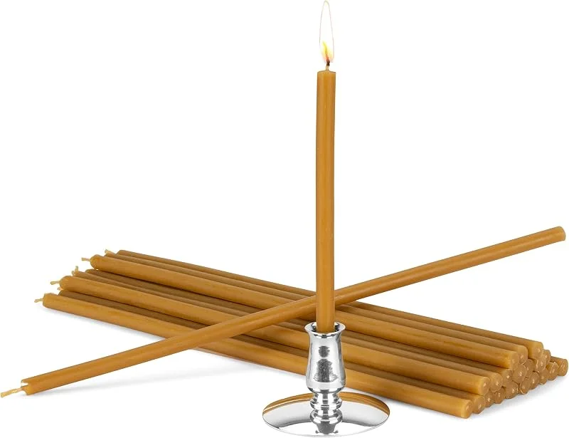 Besuche den NKlaus-Store NKlaus Kerzenhalter mit gelben Bienenwachskerzen, Länge 24, 5cm — Kerzenlicht Abendessen