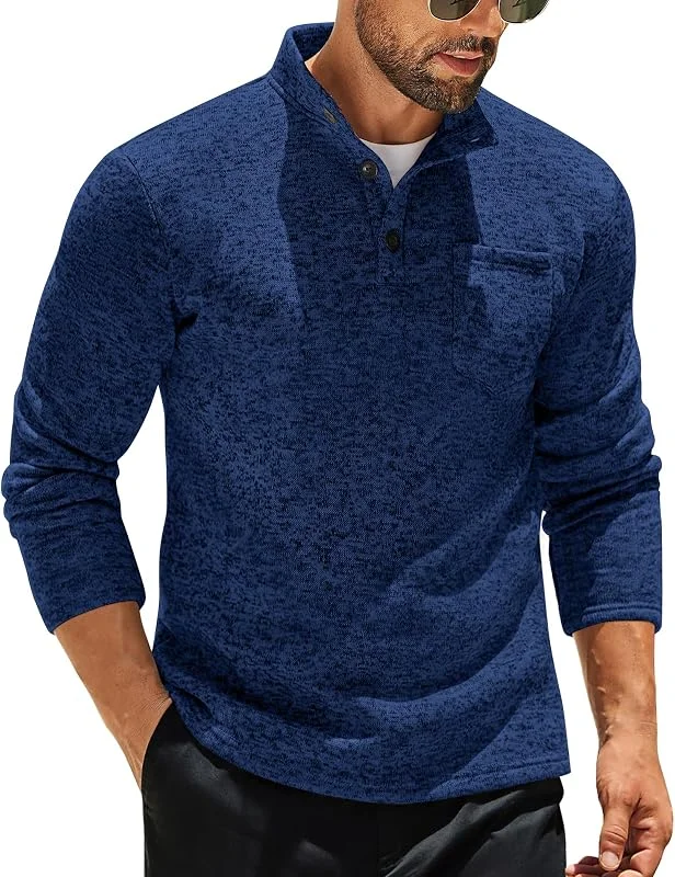 Besuche den COOFANDY-Store Coofandy Henley Herren-Pullover aus Thermo-Fleece, lässig, Passform — Weihnachtsmode