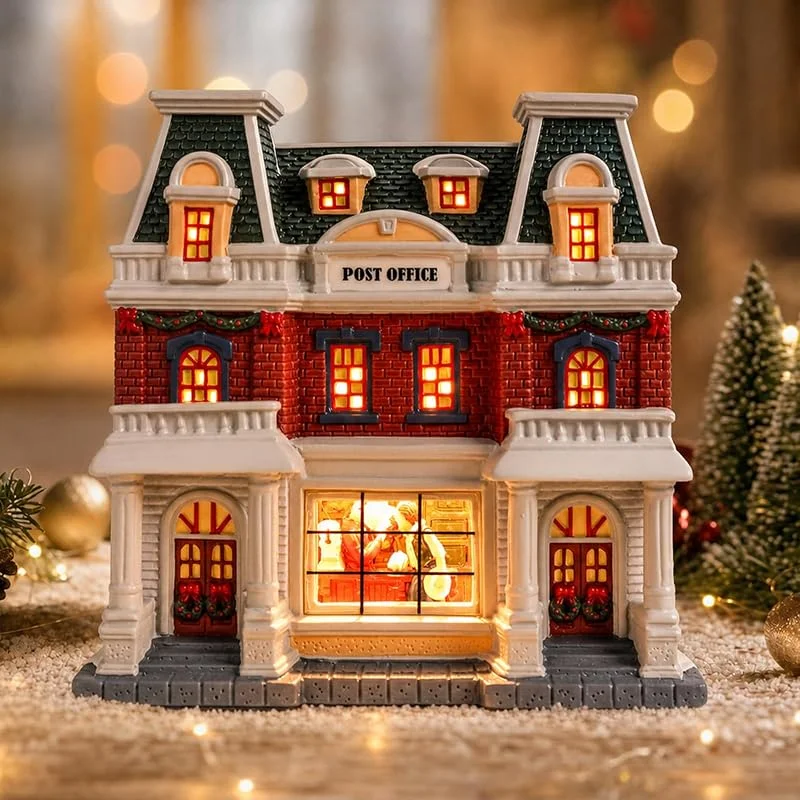 Marke: MUMTOP MUMTOP Weihnachtsdorf Postamt, beleuchtetes Keramik-Weihnachtsdorf — Weihnachtsdeko