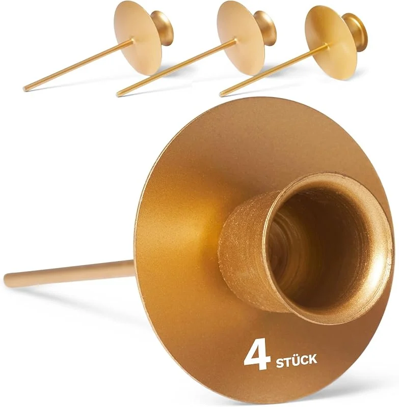 Besuche den Novaliv-Store Novaliv 4X Stabkerzenhalter Weihnachtskranz Gold Kerzenpick Kerzenständer für Stabkerzen Kerzentülle Metall Kerzenständer Kerzenpin Adventskranzkerzenhalter Kerzenpick Kerzenhalter für Kränze — Kerzenlicht Abendessen