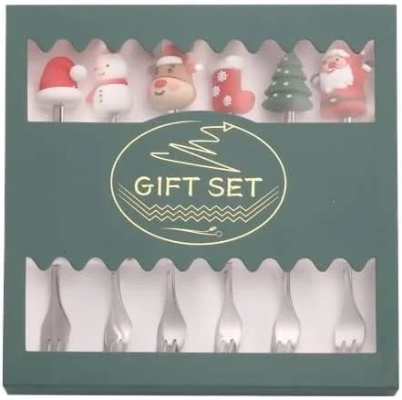 Marke: MFYHMY Besteck-Set 6, 24, 36, 48, 60, 72-teilig Weihnachtsgeschirr Edelstahlgabel kreative 3D-Weihnachtsfigur Obstgabel Geschenkbox-Set (Gold 60 Teile für 10) (Silber 24 Teile für 4) — Advent und Tisch