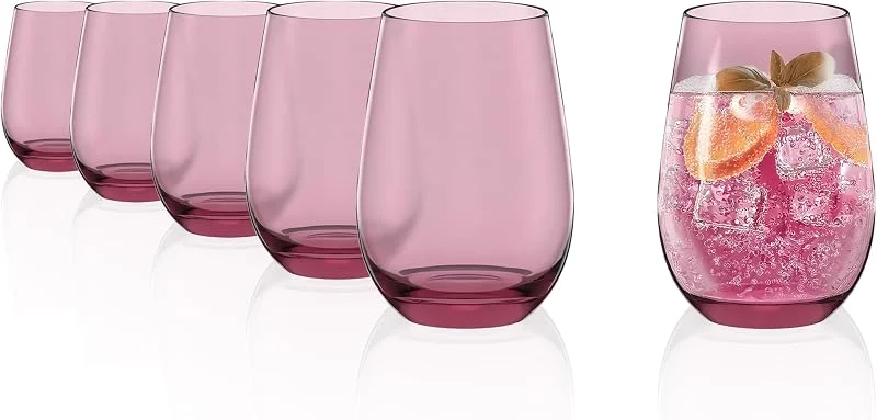 Besuche den Stölzle Lausitz-Store Stölzle Lausitz Wassergläser Elements Flieder 6er-Set 465 ml – Allroundgläser für Wasser, Saft & Cocktails – Hochwertige Trinkgläser aus bleifreiem Kristallglas – Spülmaschinengeeignet & stoßfest — Kerzenlicht Abendessen