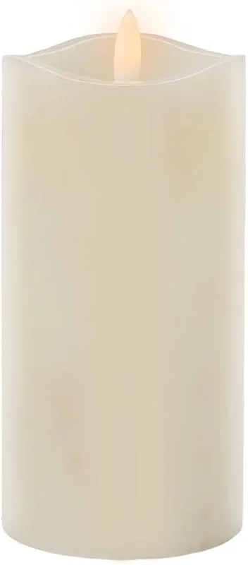 Marke: Arti Casa LED Kerze Wetlook - Ivoor, Beige - Höhe 15 cm, Ø 7, 5 cm - Flackernder Docht mit 6H-Timer-Funktion - Batteriebetrieben (2x AA, nicht enthalten) - Aus Wachs - Für den Innenbereich — Kerzenlicht Abendessen