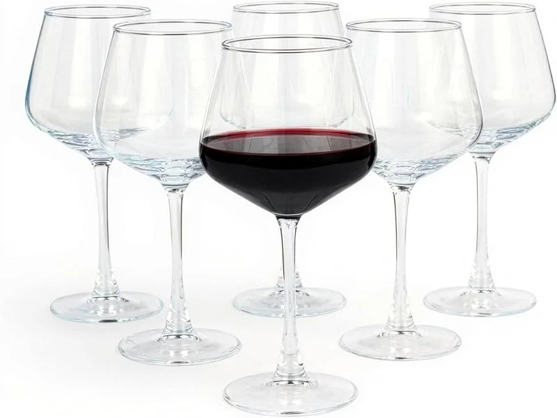 Besuche den Amazon Basics-Store Amazon Basics Stiel-Rotweingläser, 6-Teiliges Set, 592ml, Spülmaschinenfest — Wein und Festtafel