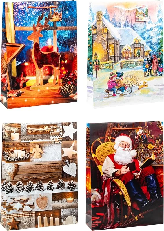 Besuche den TSI-Store TSI Geschenktüten WEIHNACHTEN XXL, 12er Packung, Größe: XXL (HxBxT 44 x 33 x 10 cm), Art. Nr. 84177 — Geschenkverpackung
