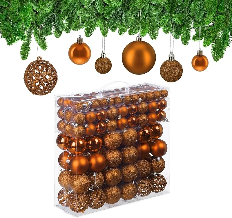 Besuche den Relaxdays-Store Relaxdays Weihnachtskugeln 150er Set, glitzernde, Matte & glänzende Baumkugeln, Kunststoff, ∅ 3, 4 & 6 cm, Farbwahl — Weihnachtsdeko
