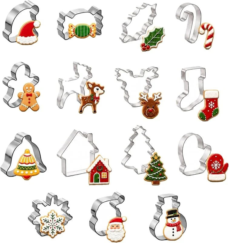 Marke: FunceTends 15 Stück Weihnachts-Ausstechformen, Edelstahl Keksausstecher in verschiedenen Weihnachtsformen, Xmas Plätzchenformen zum Backen, Keksherstellung, Weihnachtsfeiern und DIY Handwerk — Weihnachtskueche