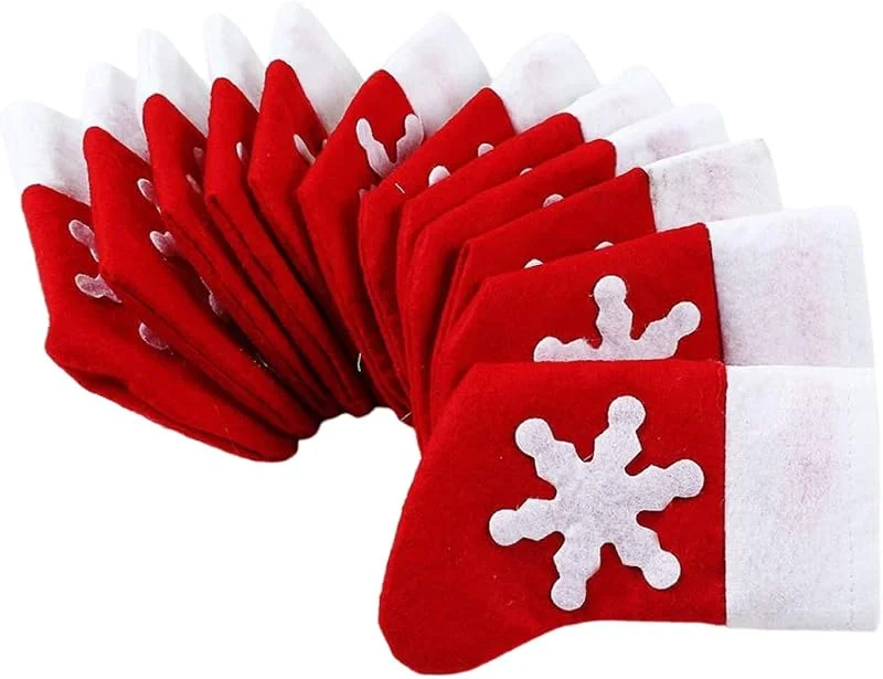 Marke: Hilai Weihnachtsdekorationen, Weihnachtsbesteckhalter-Set, Besteck-Aufbewahrungsbeutel, Strümpfe, Gabelbeutel für Weihnachtstischdekoration, 12 Stück — Advent und Tisch