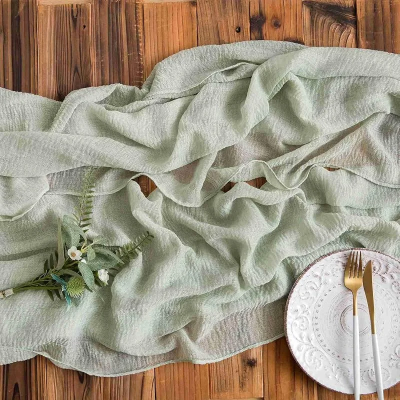 Besuche den AOKSUNOVA-Store AOKSUNOVA Käsetuch Tischläufer Musselin Hochzeit Dekostoff Eukalyptusgrün — Küche & Haushalt
