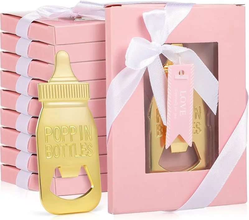 Marke: CHENGU 50 Stück Babyparty Flaschenöffner Popping Flaschenöffner Babyparty Favors Feeder geformter Flaschenöffner für Gäste, Babyparty, Souvenirs für Babyparty, Hochzeit, Gastgeschenk, Dekoration (Rosa) — Wein und Festtafel