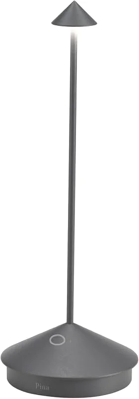 Zafferano, Pina Lampe, Kabellose, Wiederaufladbare Tischlampe mit Touch Control, Auch für den Außenbereich Geeignet, Dimmer, 2200-3000 K, Höhe 29 cm, Farbe Dunkelgrau — Kerzenlicht Abendessen